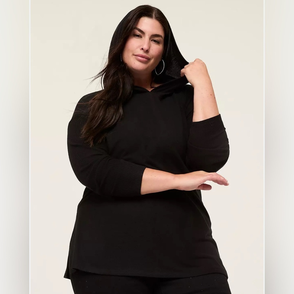 Eileen Fisher hooded black tunic Size XL